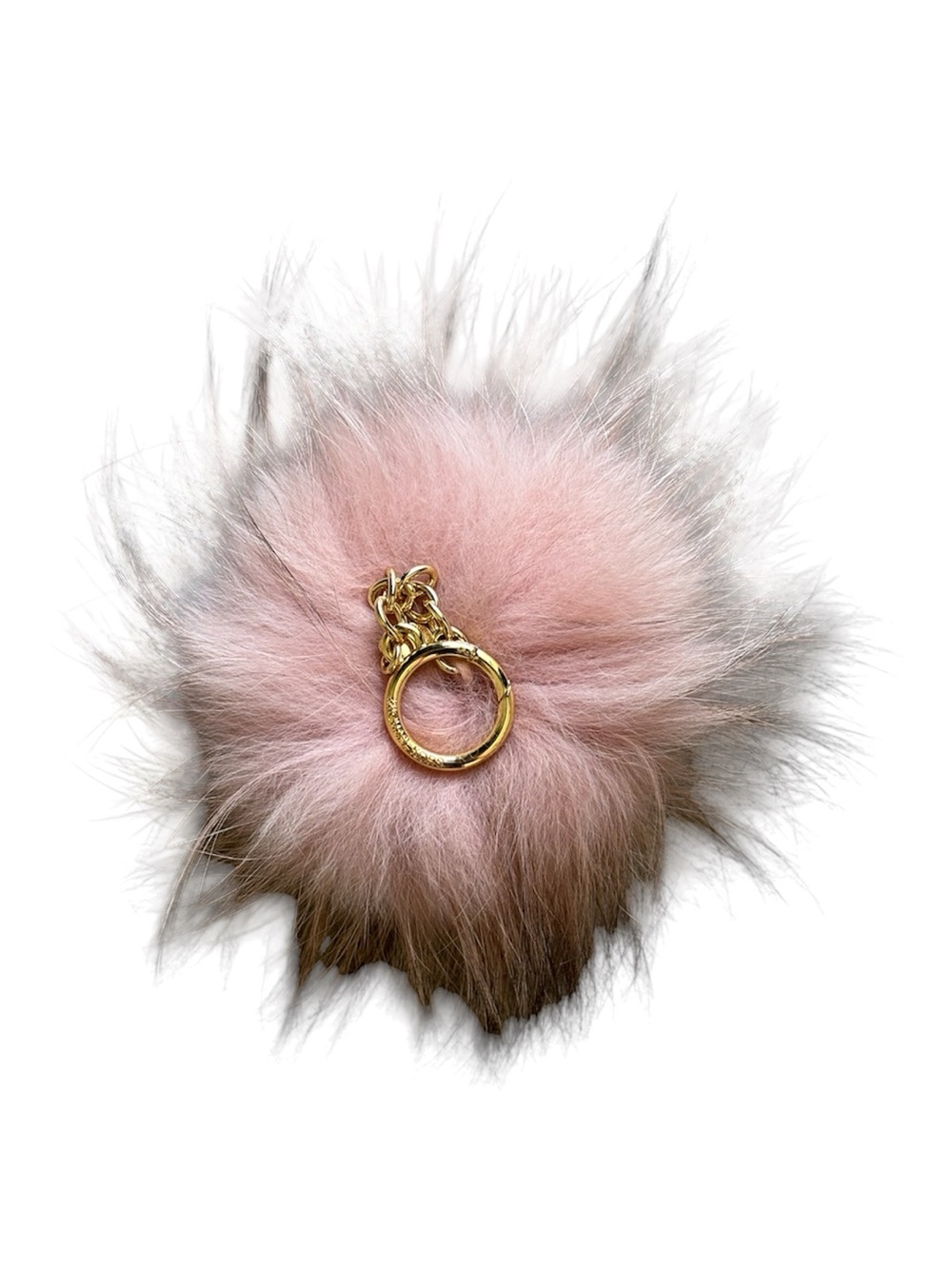 Michael Kors Pink/Brown Ombré Real Fox Fur Pom-Pom Gold Tone Keychain Charm NWOT - Picture 6 of 6